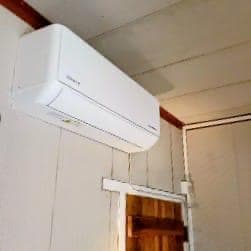 Wall-mounted air-conditioning unit inside the cabana